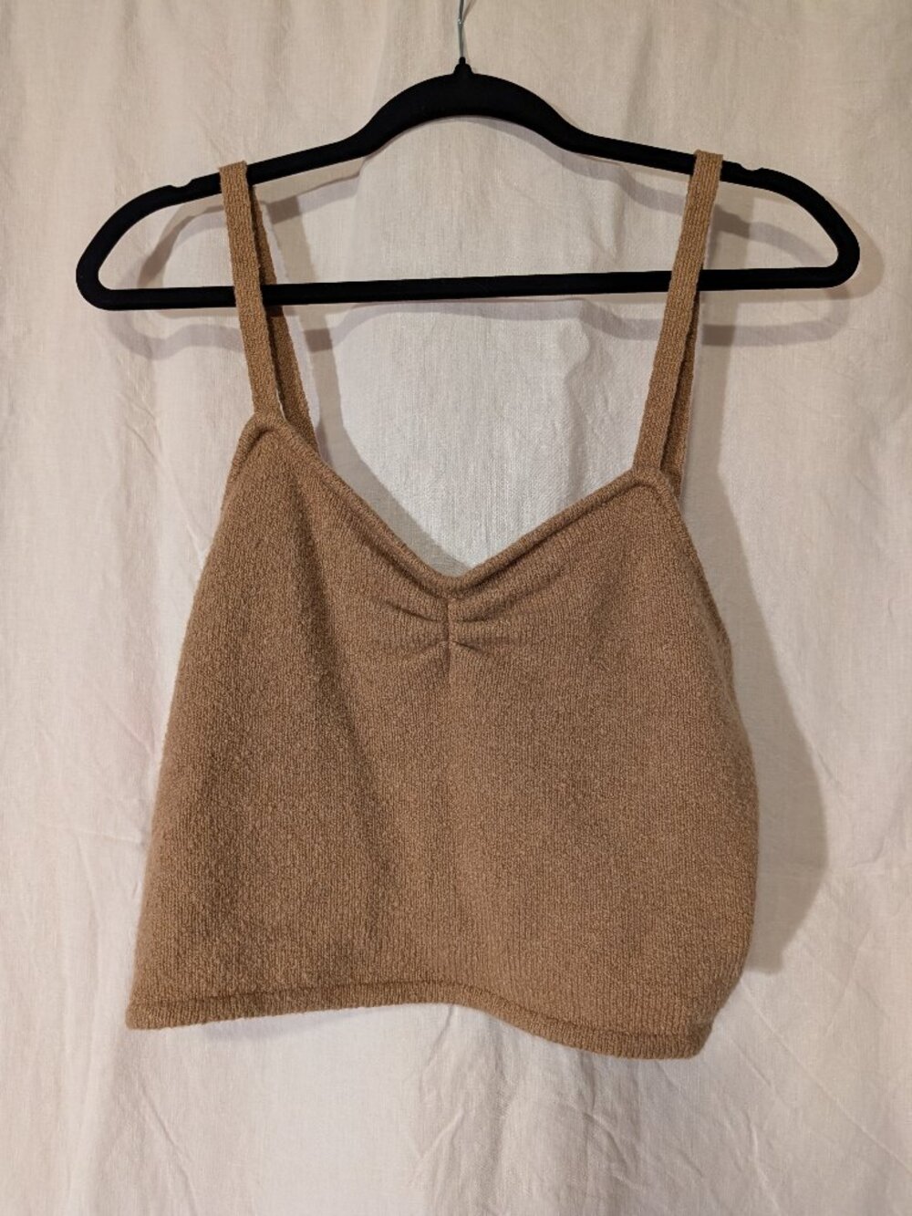 Madewell Camel Knit Sweater Crop Cami Tank Size L